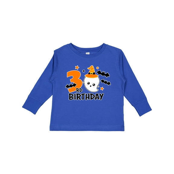 Inktastic 3rd Birthday with Ghost and Bats Halloween Boys or Girls Long Sleeve Toddler T-Shirt