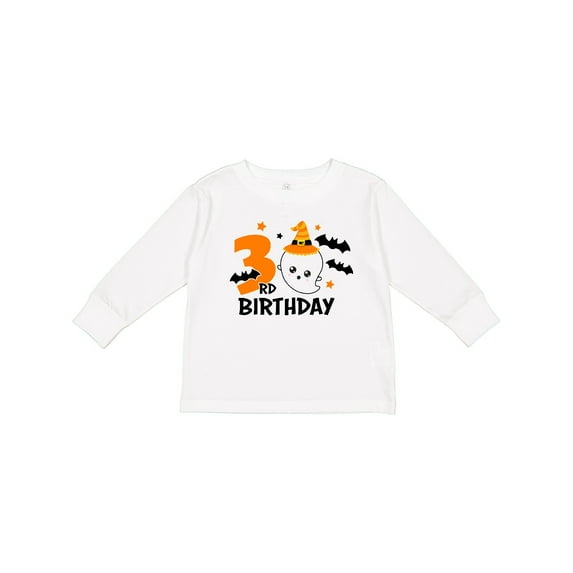 Inktastic 3rd Birthday with Ghost and Bats Halloween Boys or Girls Long Sleeve Toddler T-Shirt