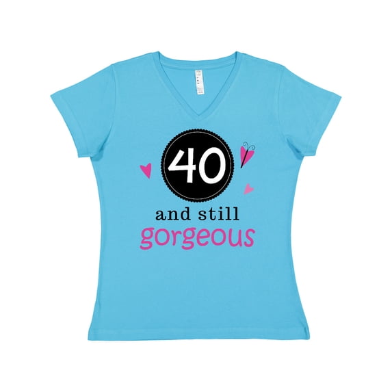 Inktastic 40th Birthday Gorgeous Women's V-Neck T-Shirt