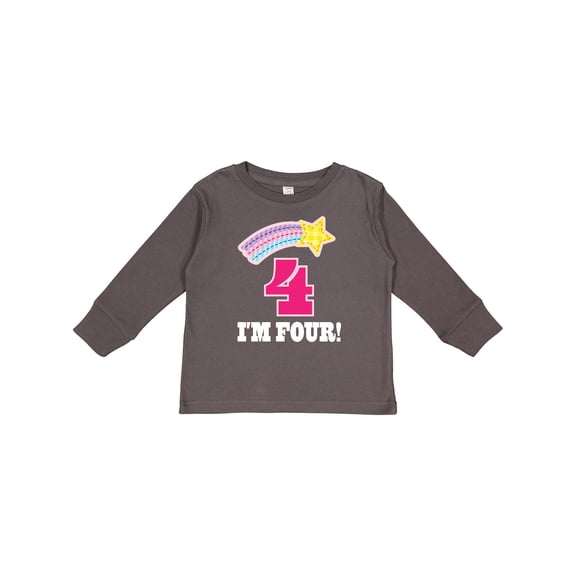 Inktastic 4th Birthday 4 Year Old Girls Rainbow Star Girls Long Sleeve Toddler T-Shirt