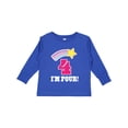 thumbnail image 1 of Inktastic 4th Birthday 4 Year Old Girls Rainbow Star Girls Long Sleeve Toddler T-Shirt, 1 of 5