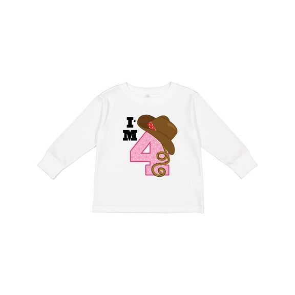 Inktastic 4th Birthday Cowgirl 4 Year Old Girls Long Sleeve Toddler T-Shirt