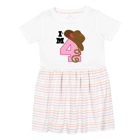 Inktastic 4th Birthday Cowgirl 4 Year Old Girls Toddler Dress