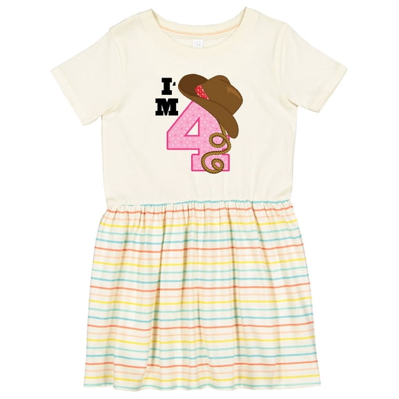 Inktastic 4th Birthday Cowgirl 4 Year Old Girls Toddler Dress