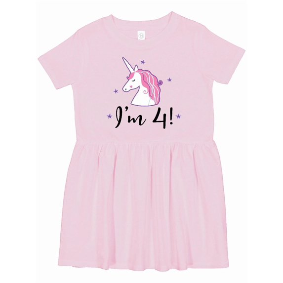 Inktastic 4th Birthday Cute Unicorn Girls Toddler Dress