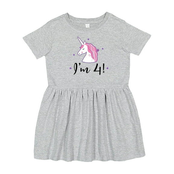 Inktastic 4th Birthday Cute Unicorn Girls Toddler Dress