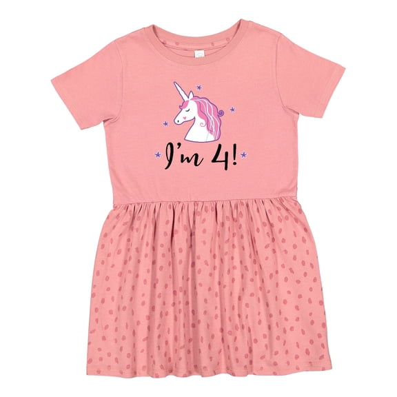 Inktastic 4th Birthday Cute Unicorn Girls Toddler Dress