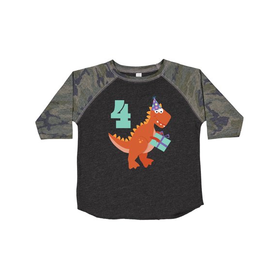 Inktastic 4th Birthday Dinosaur Boys or Girls Toddler T-Shirt