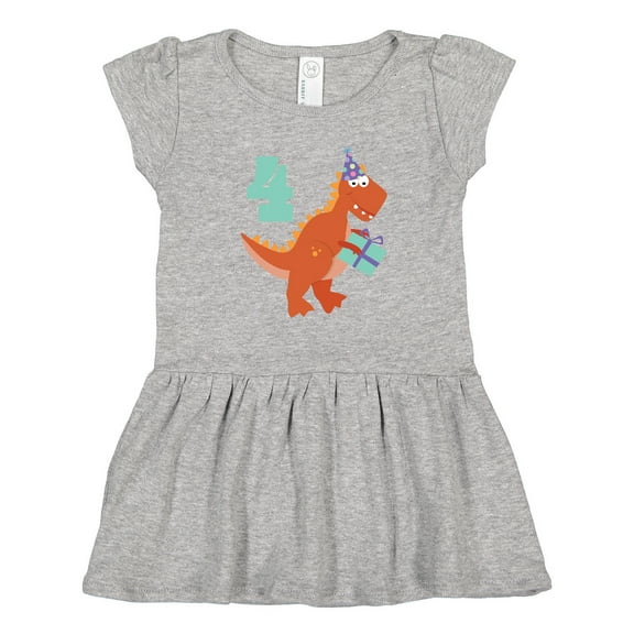 Inktastic 4th Birthday Dinosaur Girls Toddler Dress