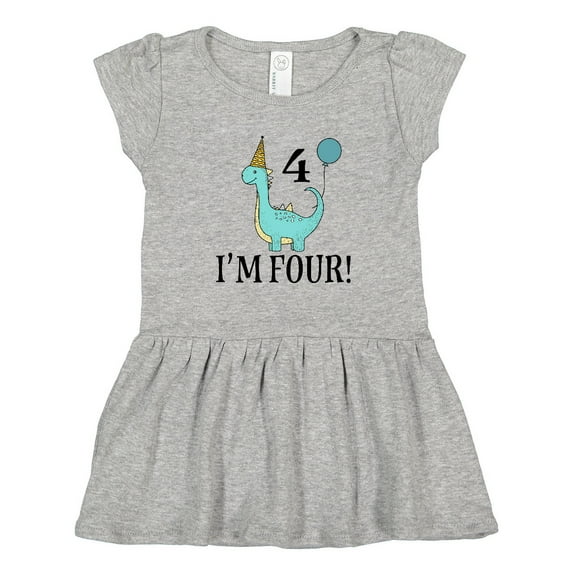 Inktastic 4th Birthday Dinosaur Party 4 Year Old Girls Toddler Dress