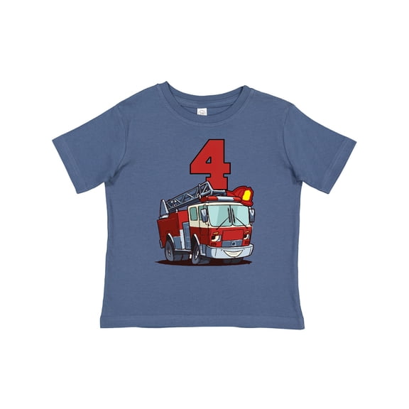 Inktastic 4th Birthday Fire Truck Boys or Girls Toddler T-Shirt