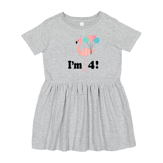 Inktastic 4th Birthday Flamingo 4 Year Old Girl Girls Toddler Dress
