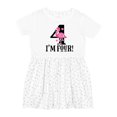 thumbnail image 1 of Inktastic 4th Birthday Flamingo Girls Toddler Dress, 1 of 5