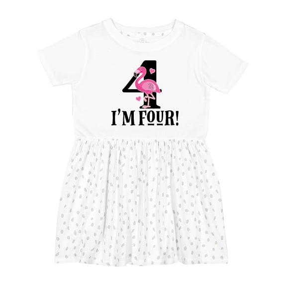 Inktastic 4th Birthday Flamingo Girls Toddler Dress