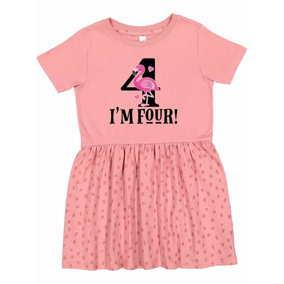 Inktastic 4th Birthday Flamingo Girls Toddler Dress