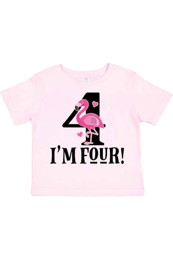 4th Birthday Flamingo Girls Toddler T-Shirt