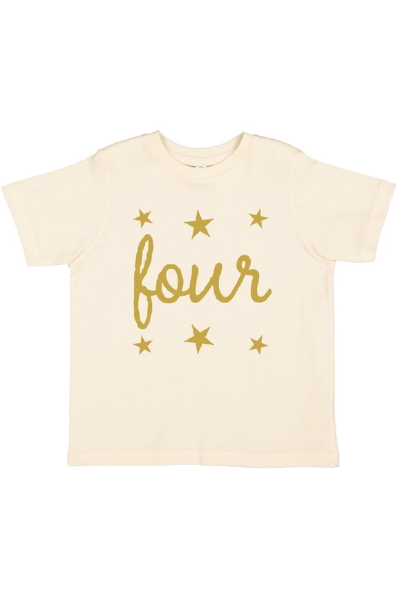 4th Birthday Gold 4 Year Old Boys or Girls Toddler T-Shirt
