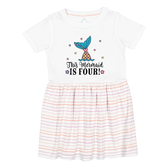 Inktastic 4th Birthday Mermaid Tail Girls Girls Toddler Dress