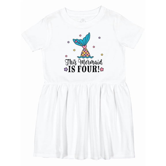 Inktastic 4th Birthday Mermaid Tail Girls Girls Toddler Dress