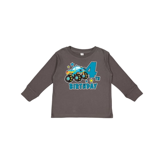 Inktastic 4th Birthday Monster Truck Boys Long Sleeve Toddler T-Shirt