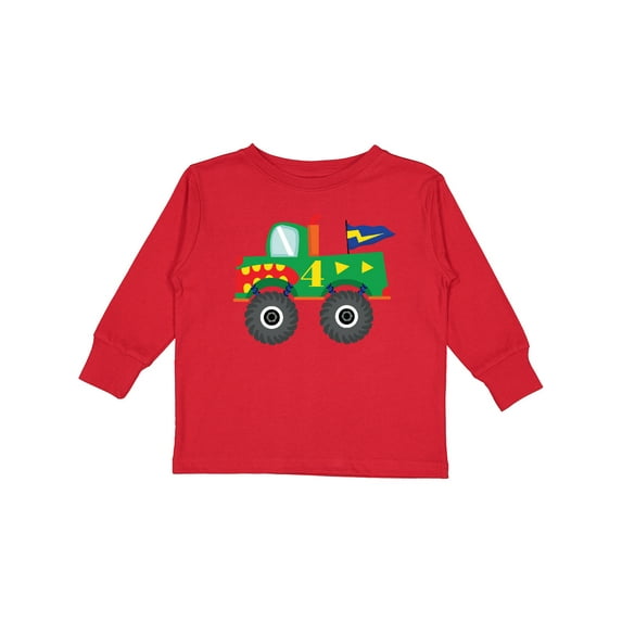 Inktastic 4th Birthday Truck Boys Long Sleeve Toddler T-Shirt