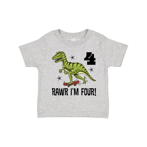 Inktastic 4th Birthday Party Dinosaur 4 Year Old Boys Toddler T-Shirt
