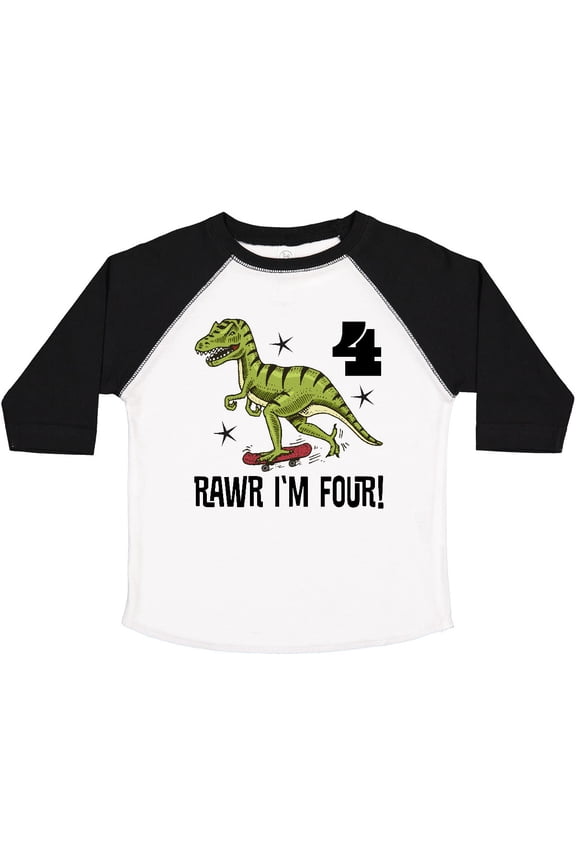 4th Birthday Party Dinosaur 4 Year Old Boys Toddler T-Shirt