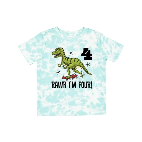 Inktastic 4th Birthday Party Dinosaur 4 Year Old Boys Toddler T-Shirt