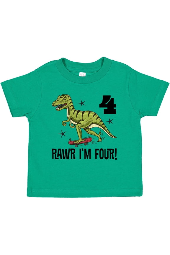 4th Birthday Party Dinosaur 4 Year Old Boys Toddler T-Shirt