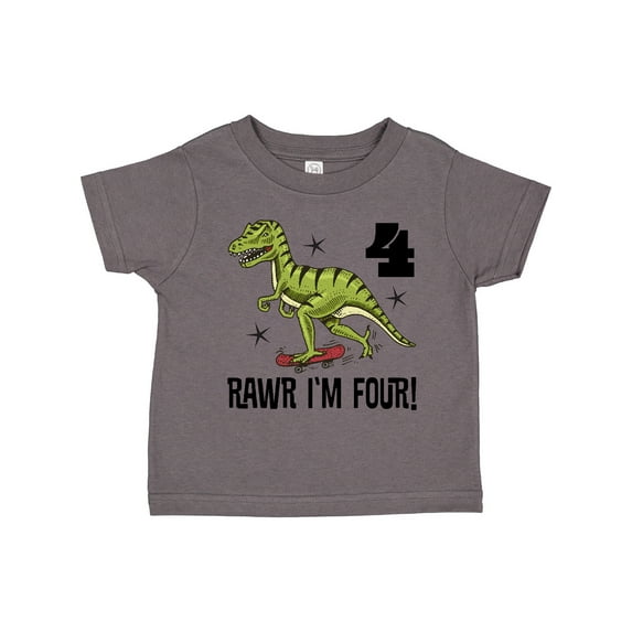 Inktastic 4th Birthday Party Dinosaur 4 Year Old Boys Toddler T-Shirt