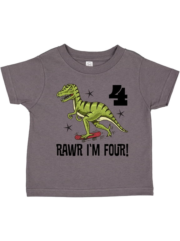 4th Birthday Party Dinosaur 4 Year Old Boys Toddler T-Shirt
