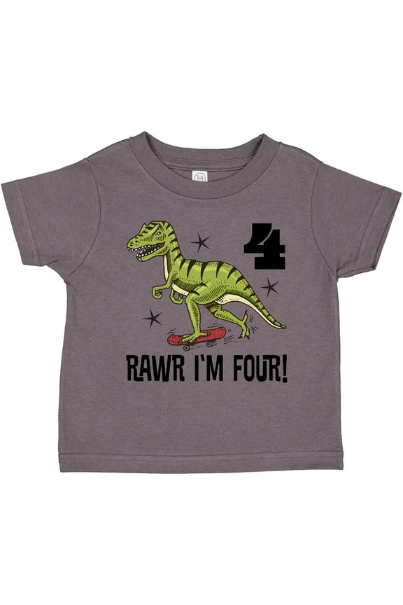 4th Birthday Party Dinosaur 4 Year Old Boys Toddler T-Shirt