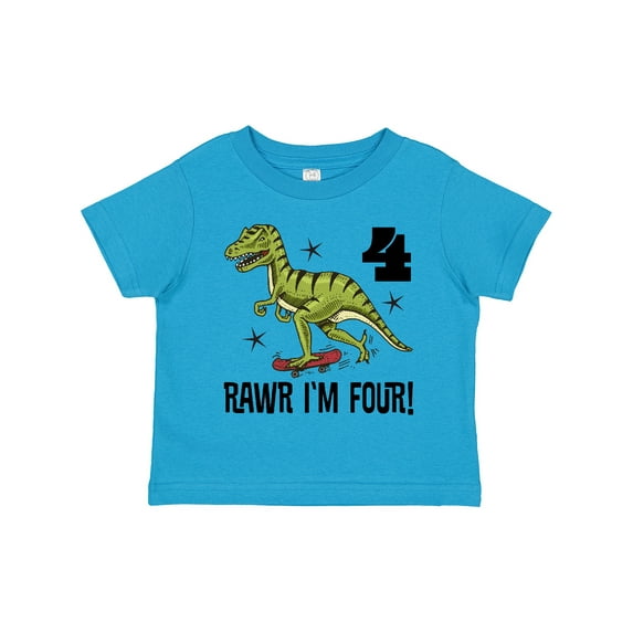 Inktastic 4th Birthday Party Dinosaur 4 Year Old Boys Toddler T-Shirt