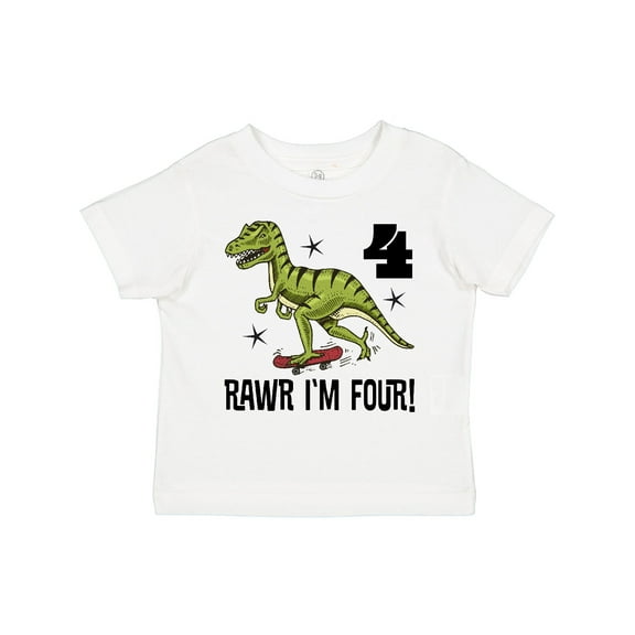 Inktastic 4th Birthday Party Dinosaur 4 Year Old Boys Toddler T-Shirt