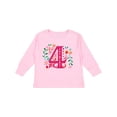 thumbnail image 1 of Inktastic 4th Birthday Party Photo Number 4 Girls Long Sleeve Toddler T-Shirt, 1 of 5
