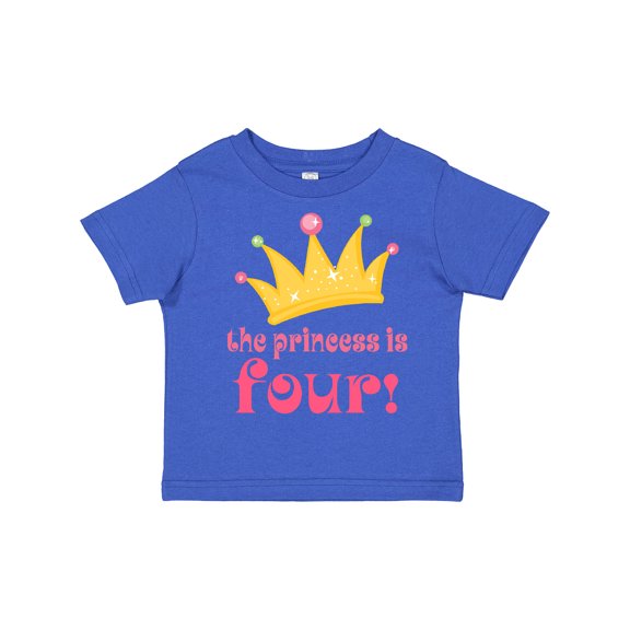 Inktastic 4th Birthday Princess is Four Girls Toddler T-Shirt