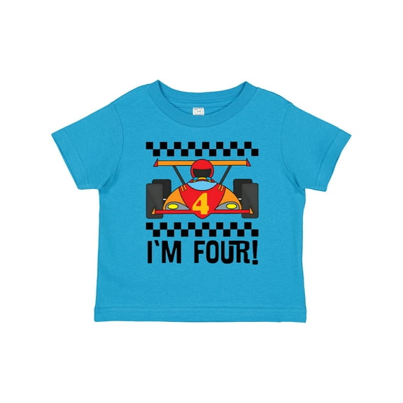 Inktastic 4th Birthday Racing Car 4 Year Old Boys Toddler T-Shirt