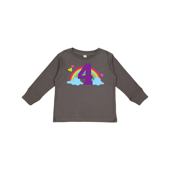 Inktastic 4th Birthday Rainbow Girls Long Sleeve Toddler T-Shirt