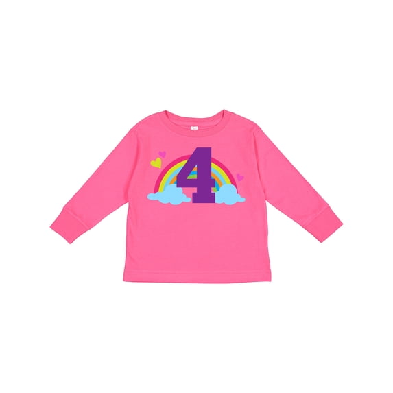 Inktastic 4th Birthday Rainbow Girls Long Sleeve Toddler T-Shirt