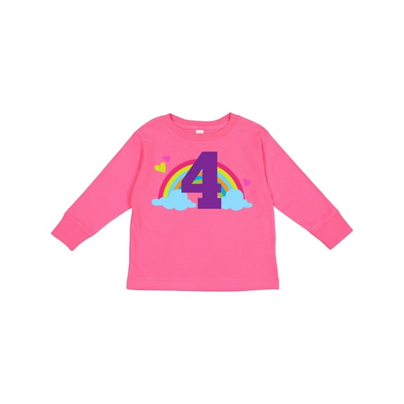 Inktastic 4th Birthday Rainbow Girls Long Sleeve Toddler T-Shirt