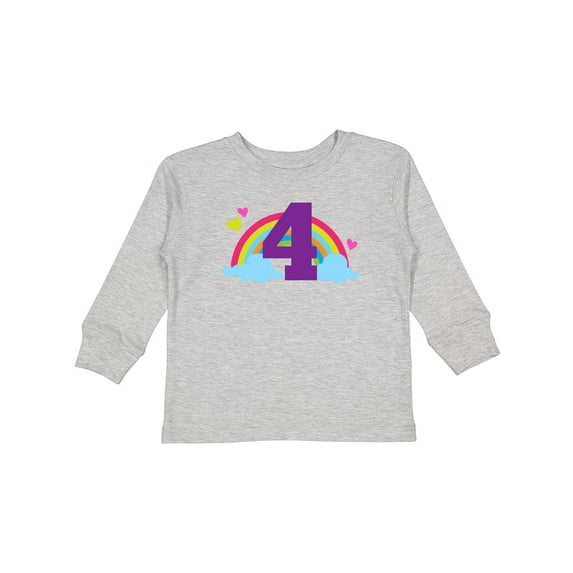 Inktastic 4th Birthday Rainbow Girls Long Sleeve Toddler T-Shirt