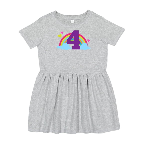 Inktastic 4th Birthday Rainbow Girls Toddler Dress