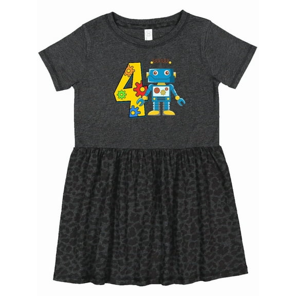 Inktastic 4th Birthday Robot Girls Toddler Dress