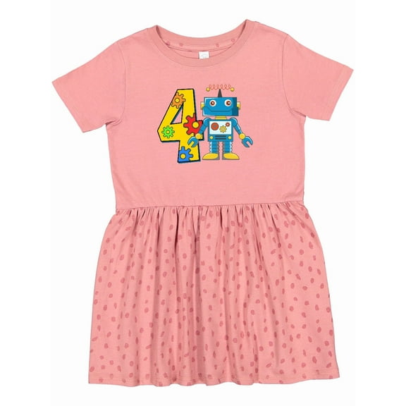 Inktastic 4th Birthday Robot Girls Toddler Dress