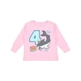 thumbnail image 1 of Inktastic 4th Birthday Shark with Cake Boys or Girls Long Sleeve Toddler T-Shirt, 1 of 5