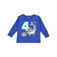 thumbnail image 1 of Inktastic 4th Birthday Shark with Cake Boys or Girls Long Sleeve Toddler T-Shirt, 1 of 5
