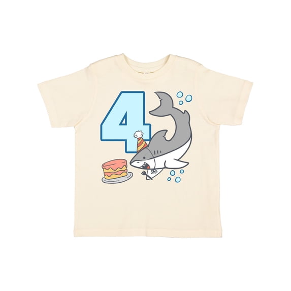 Inktastic 4th Birthday Shark with Cake Boys or Girls Toddler T-Shirt