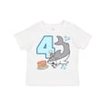 thumbnail image 1 of Inktastic 4th Birthday Shark with Cake Boys or Girls Toddler T-Shirt, 1 of 5