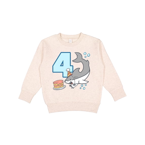 Inktastic 4th Birthday Shark with Cake Toddler Sweatshirt