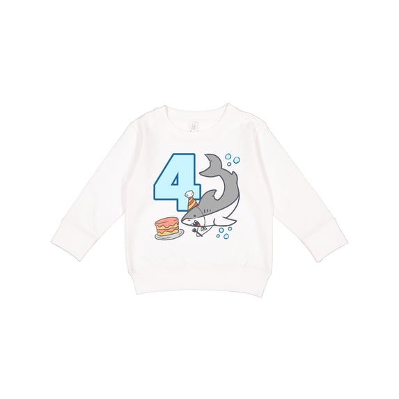 Inktastic 4th Birthday Shark with Cake Toddler Sweatshirt